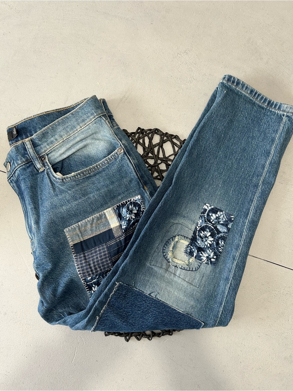 Lauren Ralph Lauren Blue Relaxed Patchwork Jeans -Sz8 - Picture 3 of 12